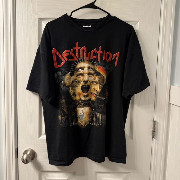 Vintage 90s Destruction "All Hell Breaks Loose" Album T-Shirt Adult XL Black - Picture 1 of 4